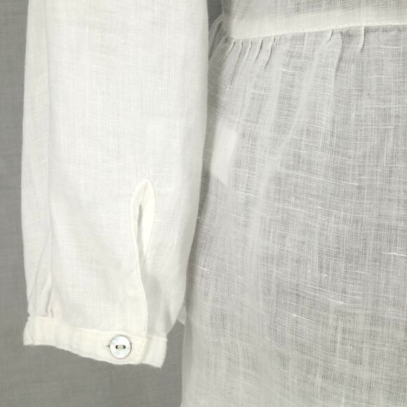 Cynthia Rowley Top Womens XS White Linen Semi Sheer Blouse Faux Wrap Beach - Picture 11 of 13